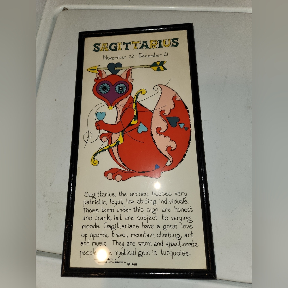VINTAGE 1968 SAGITTARIUS Zodiac Horoscope Modern Pop Art Margot Johnson NY